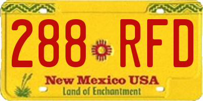 NM license plate 288RFD