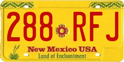 NM license plate 288RFJ