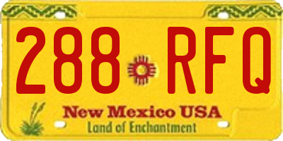 NM license plate 288RFQ