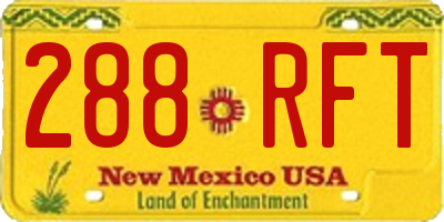 NM license plate 288RFT
