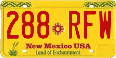 NM license plate 288RFW