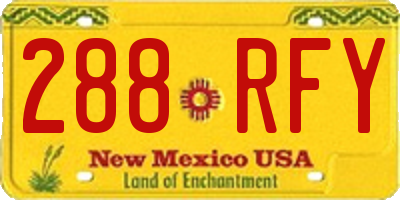 NM license plate 288RFY