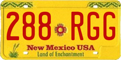 NM license plate 288RGG