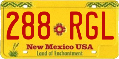 NM license plate 288RGL