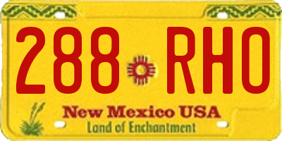NM license plate 288RHO
