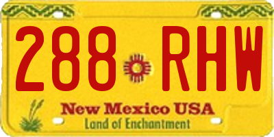 NM license plate 288RHW