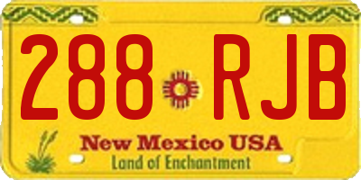 NM license plate 288RJB