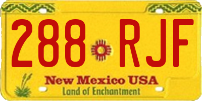 NM license plate 288RJF