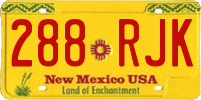 NM license plate 288RJK