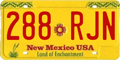 NM license plate 288RJN