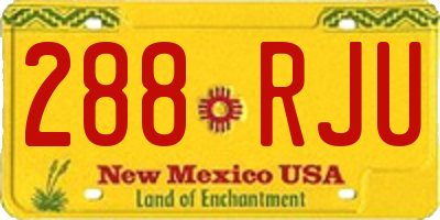 NM license plate 288RJU