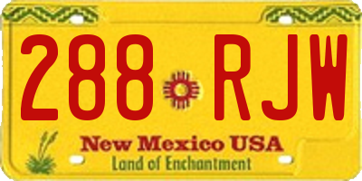 NM license plate 288RJW