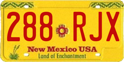NM license plate 288RJX