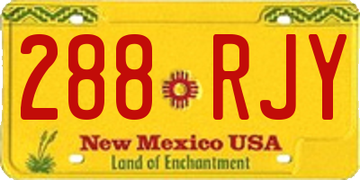 NM license plate 288RJY