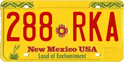NM license plate 288RKA