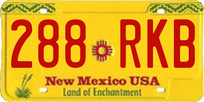 NM license plate 288RKB