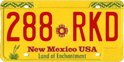 NM license plate 288RKD