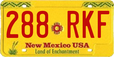 NM license plate 288RKF