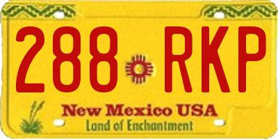 NM license plate 288RKP