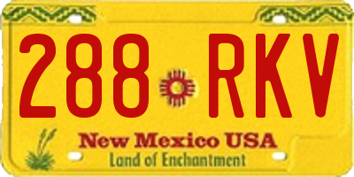 NM license plate 288RKV