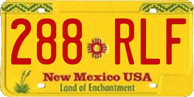 NM license plate 288RLF