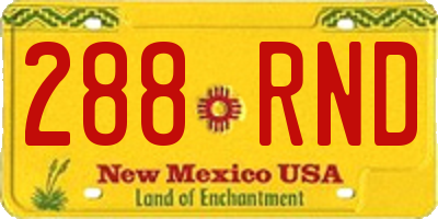 NM license plate 288RND