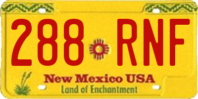 NM license plate 288RNF