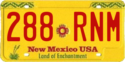 NM license plate 288RNM