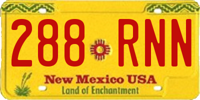 NM license plate 288RNN