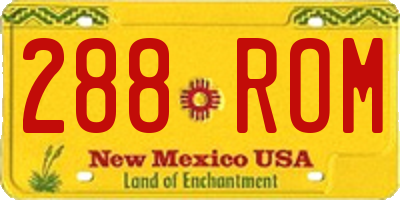 NM license plate 288ROM