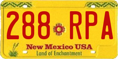 NM license plate 288RPA