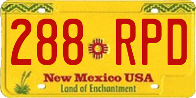 NM license plate 288RPD