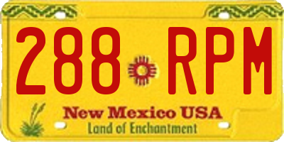 NM license plate 288RPM
