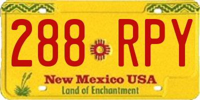 NM license plate 288RPY