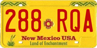 NM license plate 288RQA