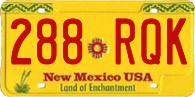 NM license plate 288RQK