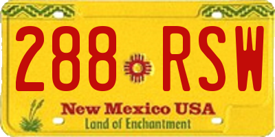 NM license plate 288RSW