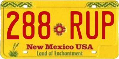NM license plate 288RUP