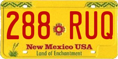NM license plate 288RUQ