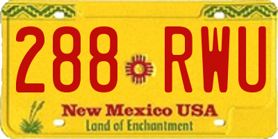NM license plate 288RWU