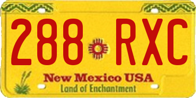NM license plate 288RXC