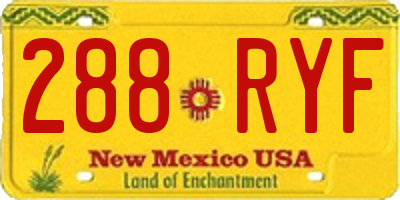 NM license plate 288RYF