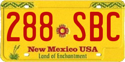 NM license plate 288SBC