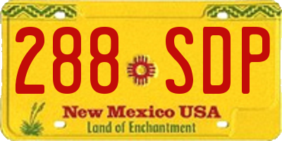 NM license plate 288SDP
