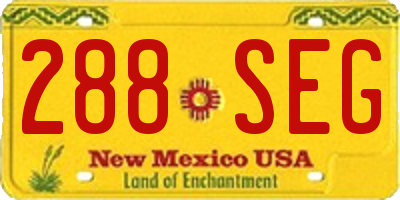 NM license plate 288SEG