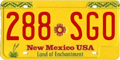 NM license plate 288SGO