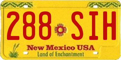 NM license plate 288SIH