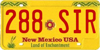 NM license plate 288SIR