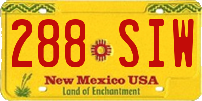 NM license plate 288SIW