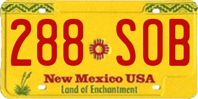 NM license plate 288SOB